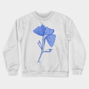 3 poppies & 1 face - shades of blue Crewneck Sweatshirt